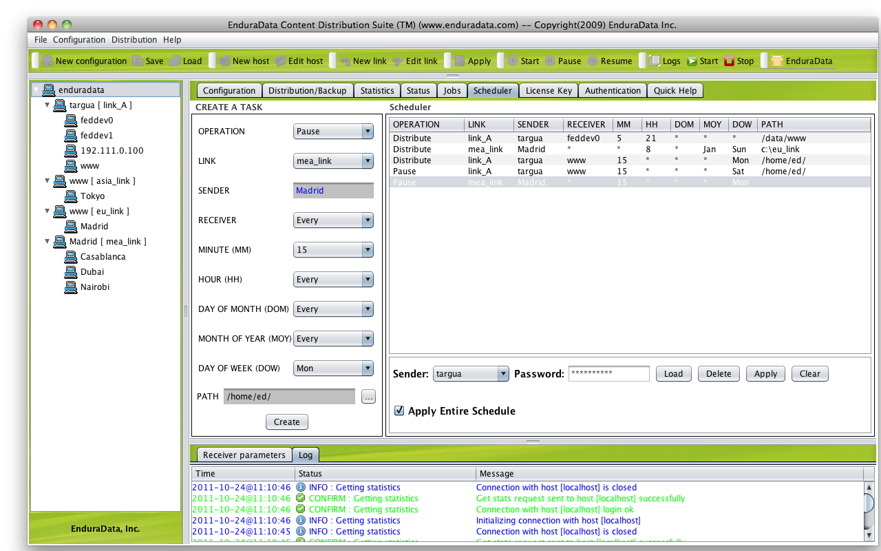 Scheduling file replication between servers